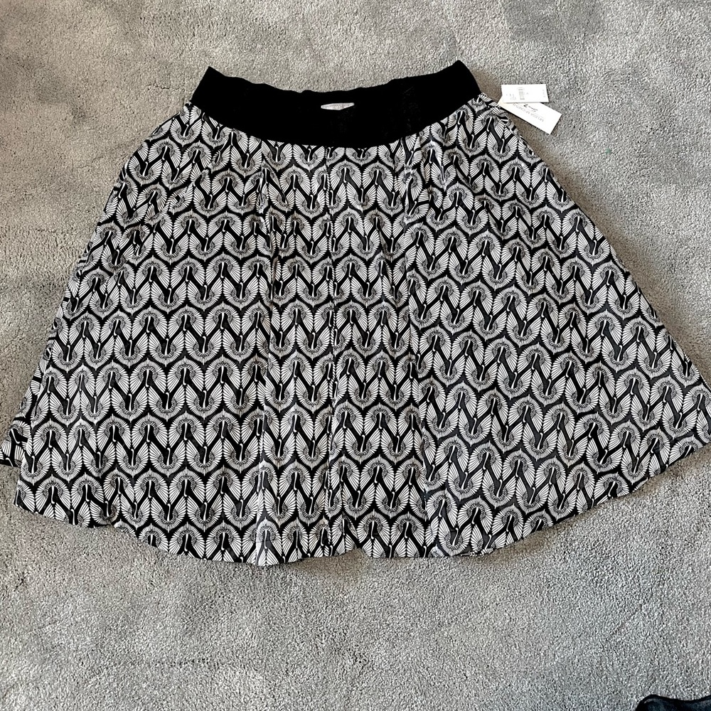 Melissa McCarthy Pleated Full Circle Skirt Black Bird Plus Size 2X Petticoat